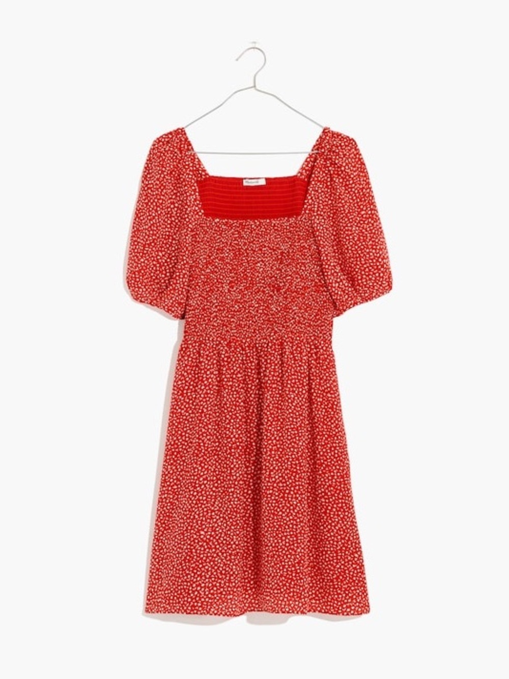 Madewell | Lucie silk smocked mini dress Women’s size S puff sleeve Park Picnic